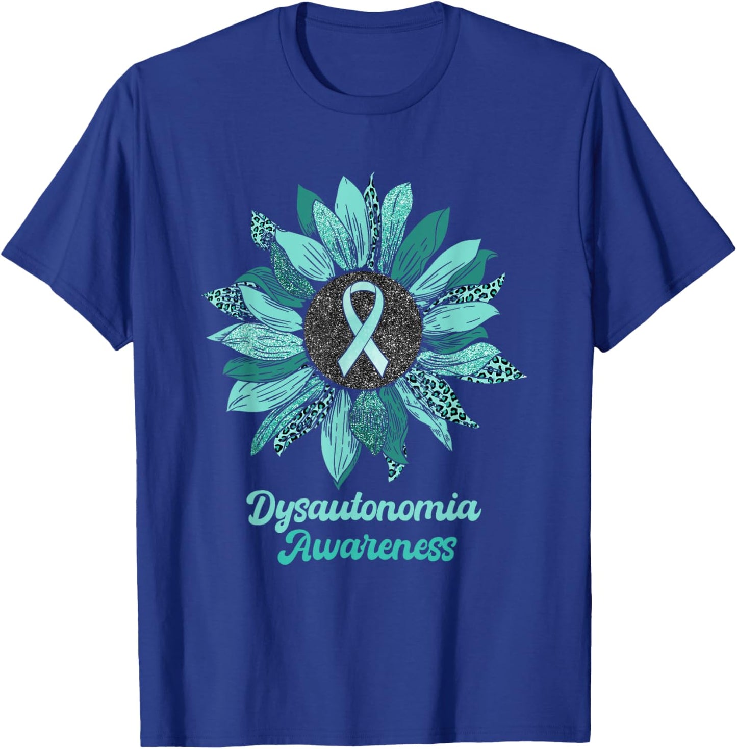 Leopard Sunflower Dysautonomia Awareness Warrior Support T-Shirt - T-Shirt | Royal
