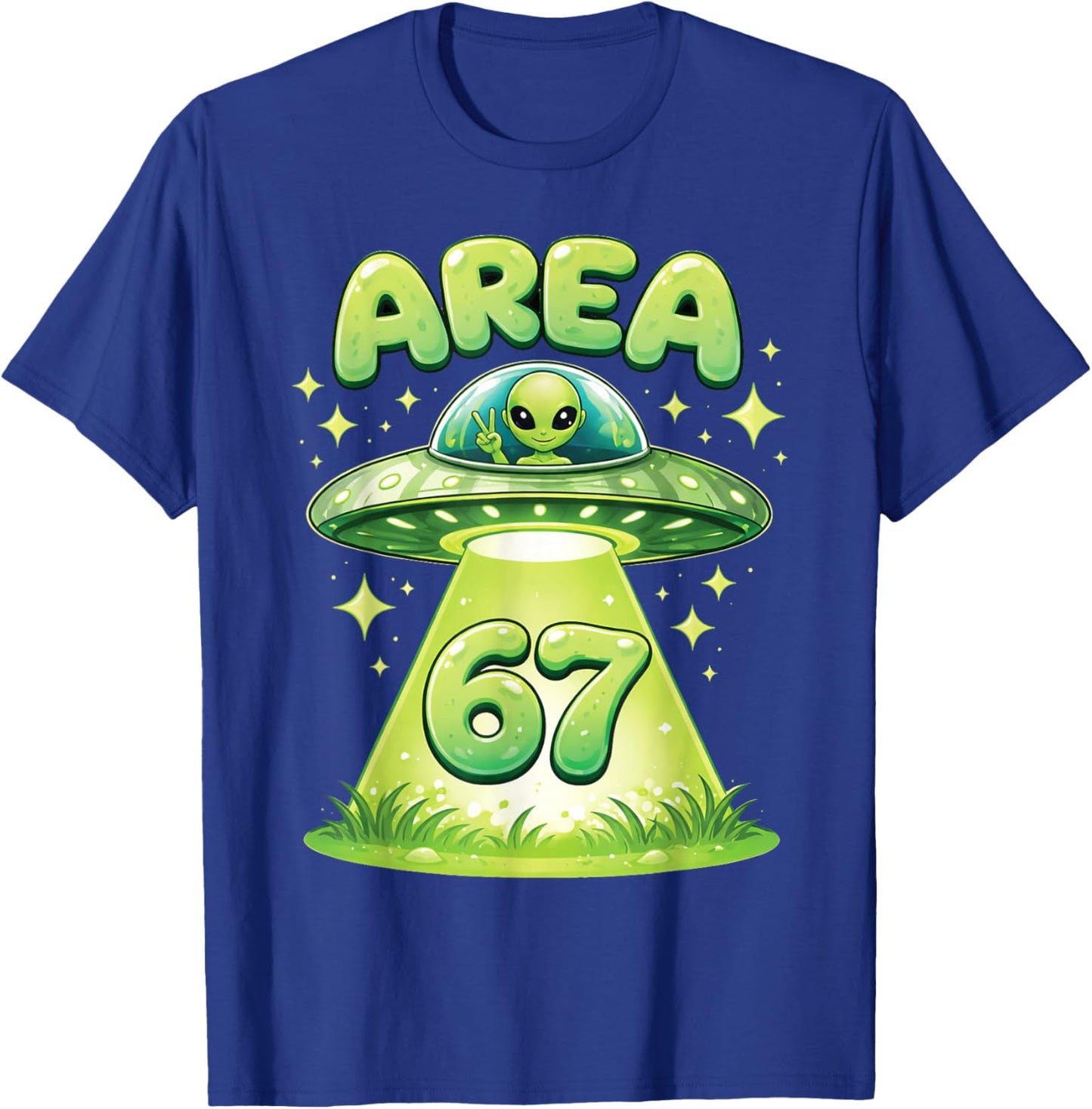 Area 67 UFO Alien Funny Six Seven Gen Alpha Slang Kids T-Shirt - T-Shirt | Royal