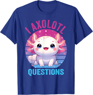I Axolotl Questions Kids Funny Cute Axolotl Retro Vintage T-Shirt - T-Shirt | Royal
