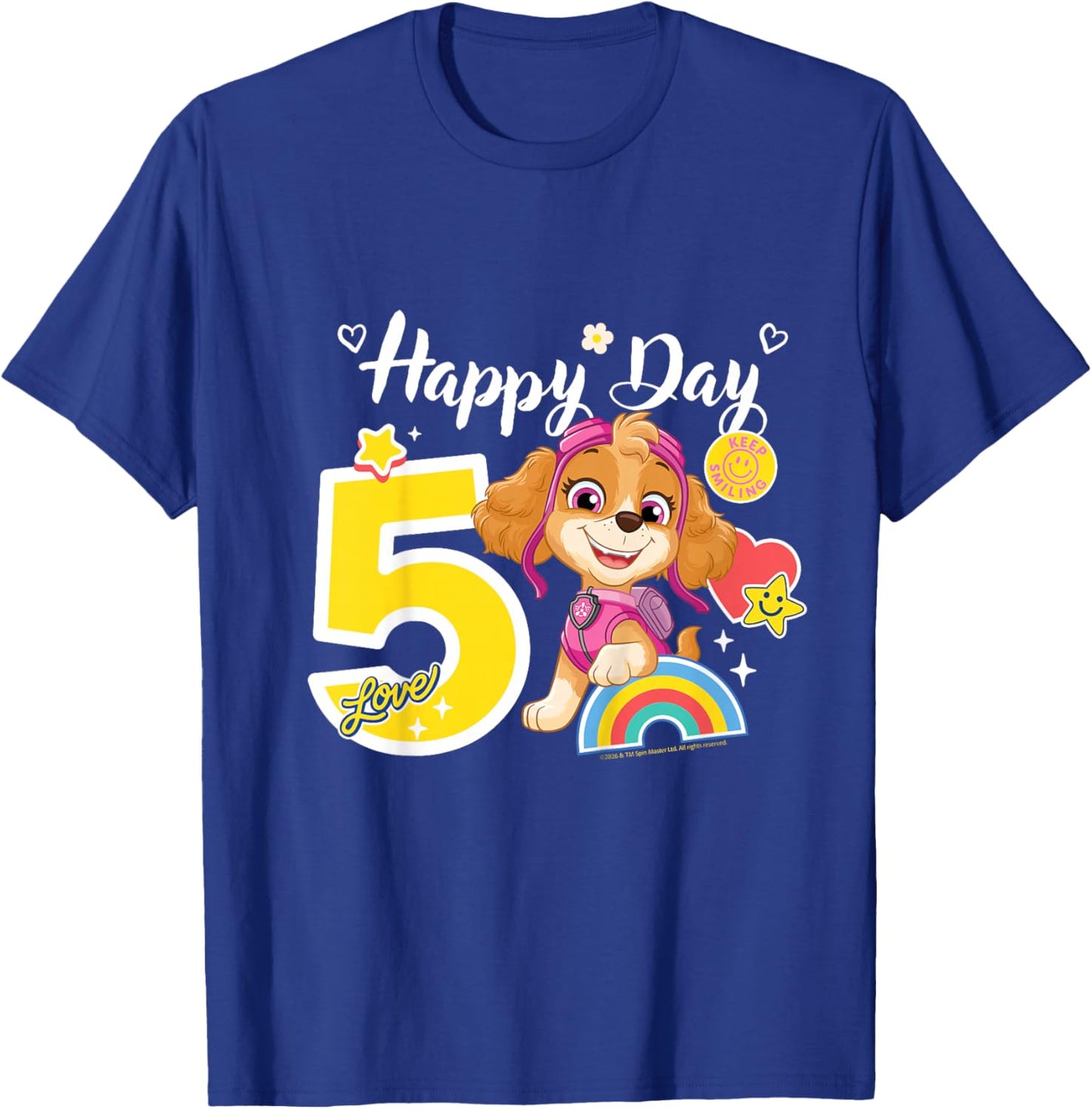 Official Paw Patrol Skye Happy Day Birthday Age 5 T-Shirt - T-Shirt | Royal
