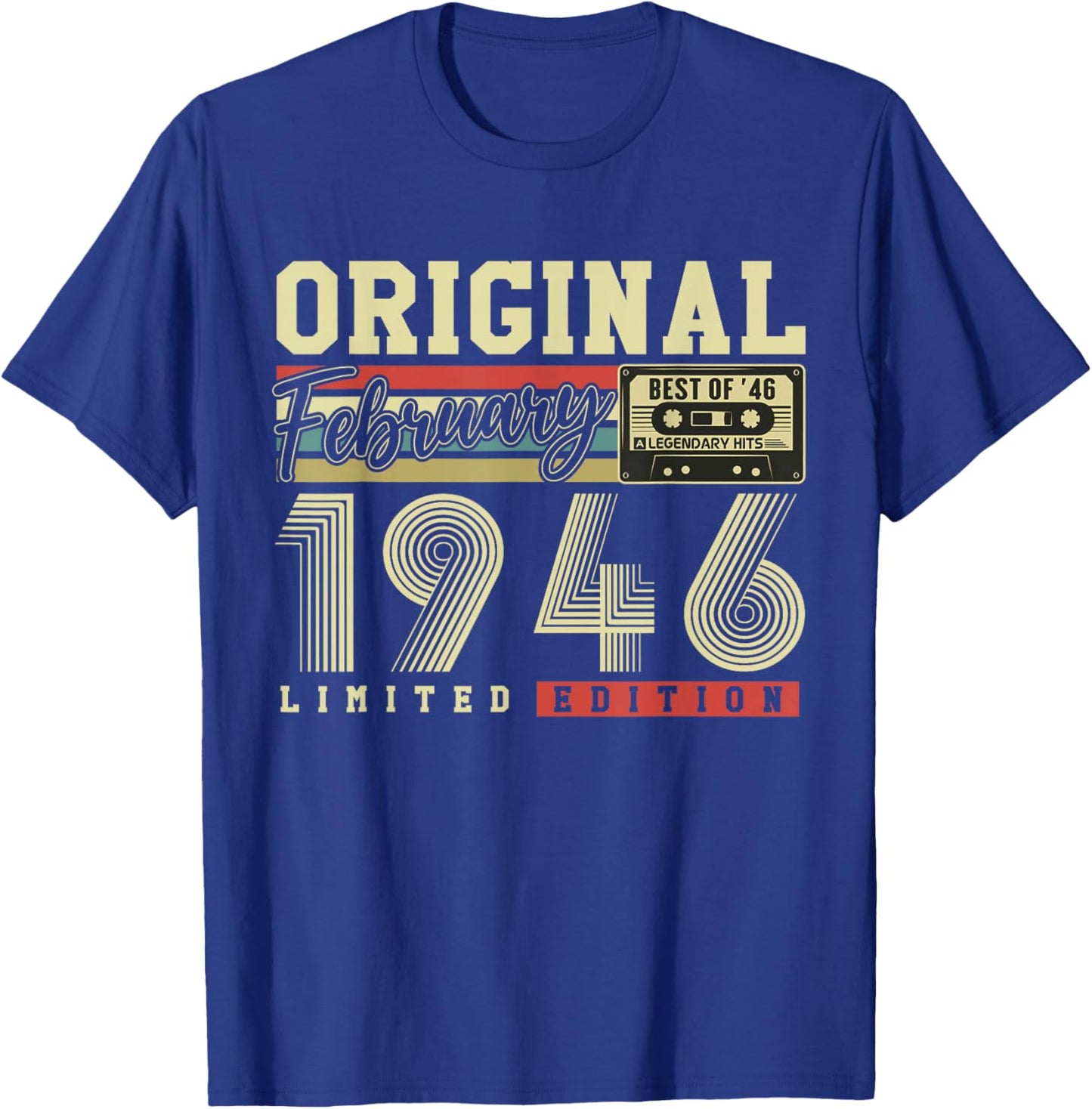 Original February 1946 Gift Vintage Birthday 80 Years T-Shirt - T-Shirt | Royal