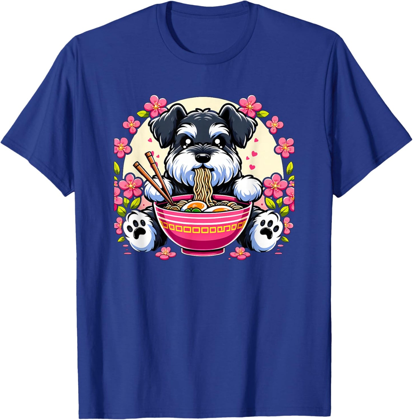 Kawaii Giant Schnauzer Dog Eating Ramen T-Shirt - T-Shirt | Royal