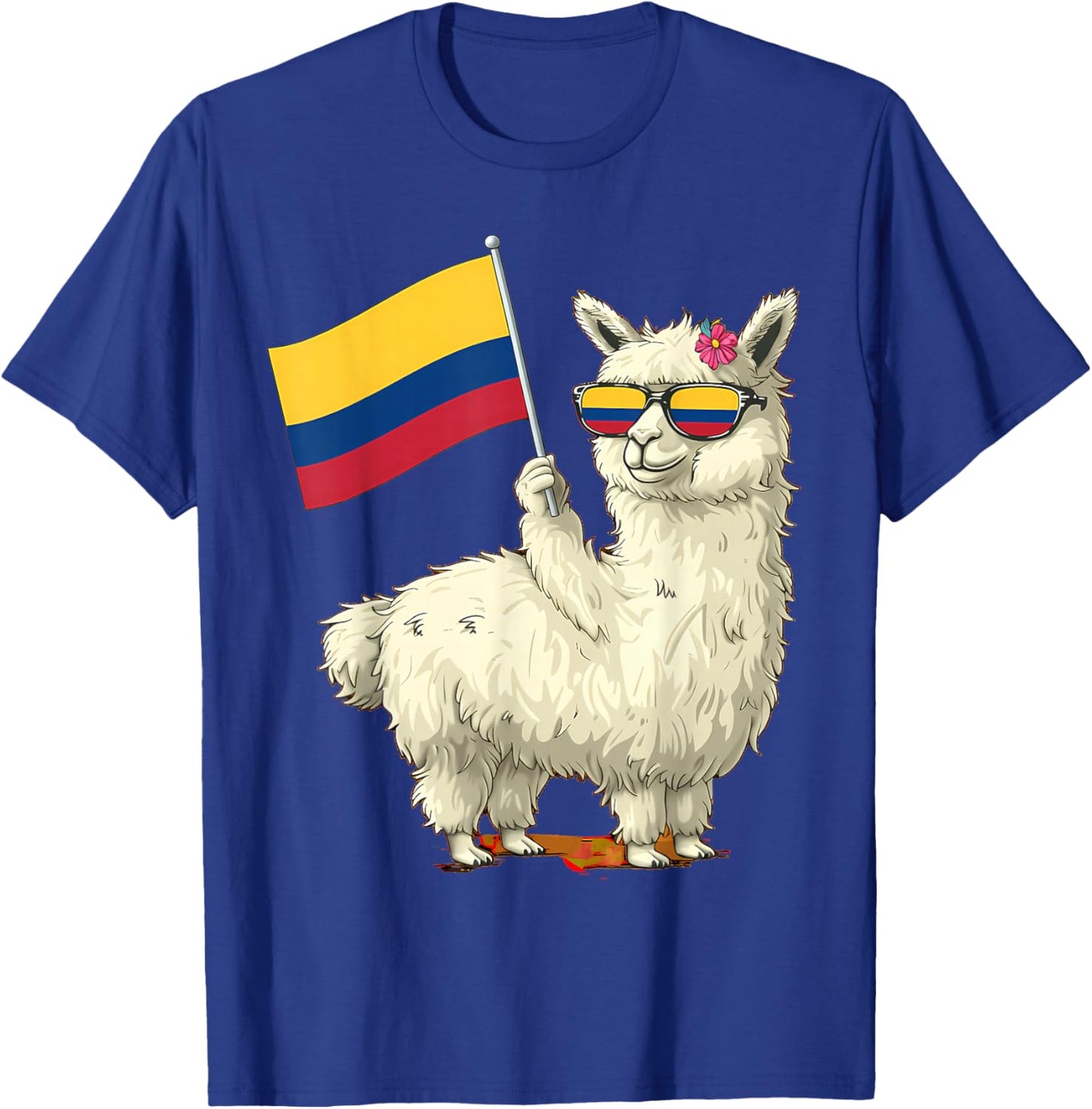 Colombia Flag Llama Colombian Flag Alpaca Colombian Roots T-Shirt - T-Shirt | Royal