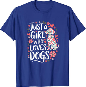 Floral Puppy Lover Just a Girl Who Loves Dogs For Kids T-Shirt - T-Shirt | Royal