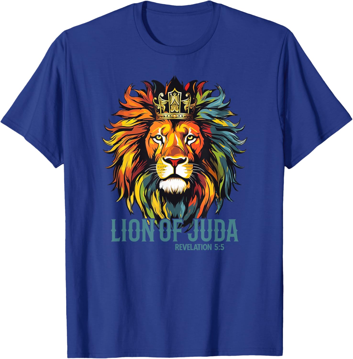 Jesus Lion Of Judah Crown Christians God Faith T-Shirt - T-Shirt | Royal