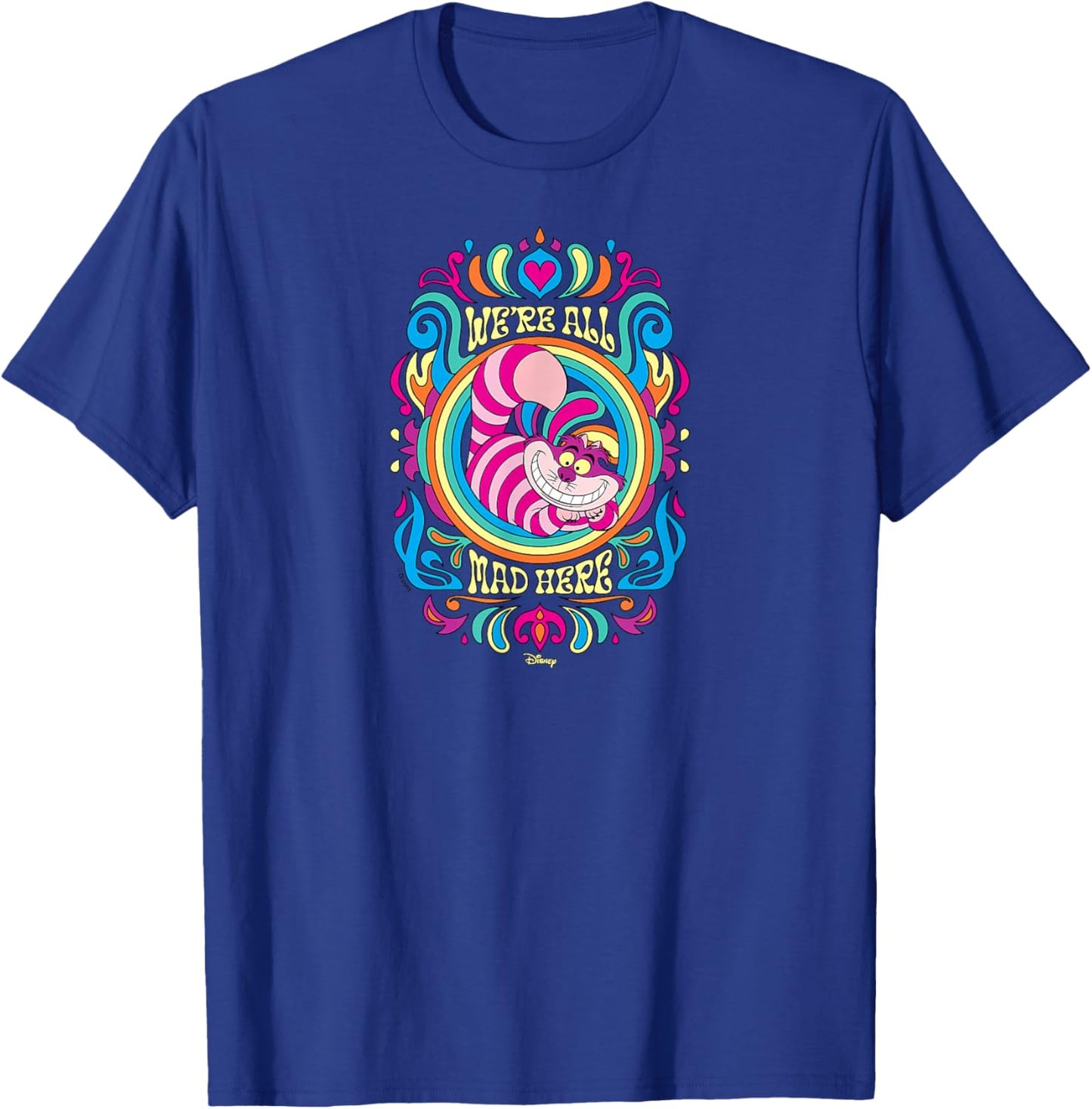 Alice in Wonderland - We're All Mad Here Psychedelic Pattern T-Shirt - T-Shirt | Royal