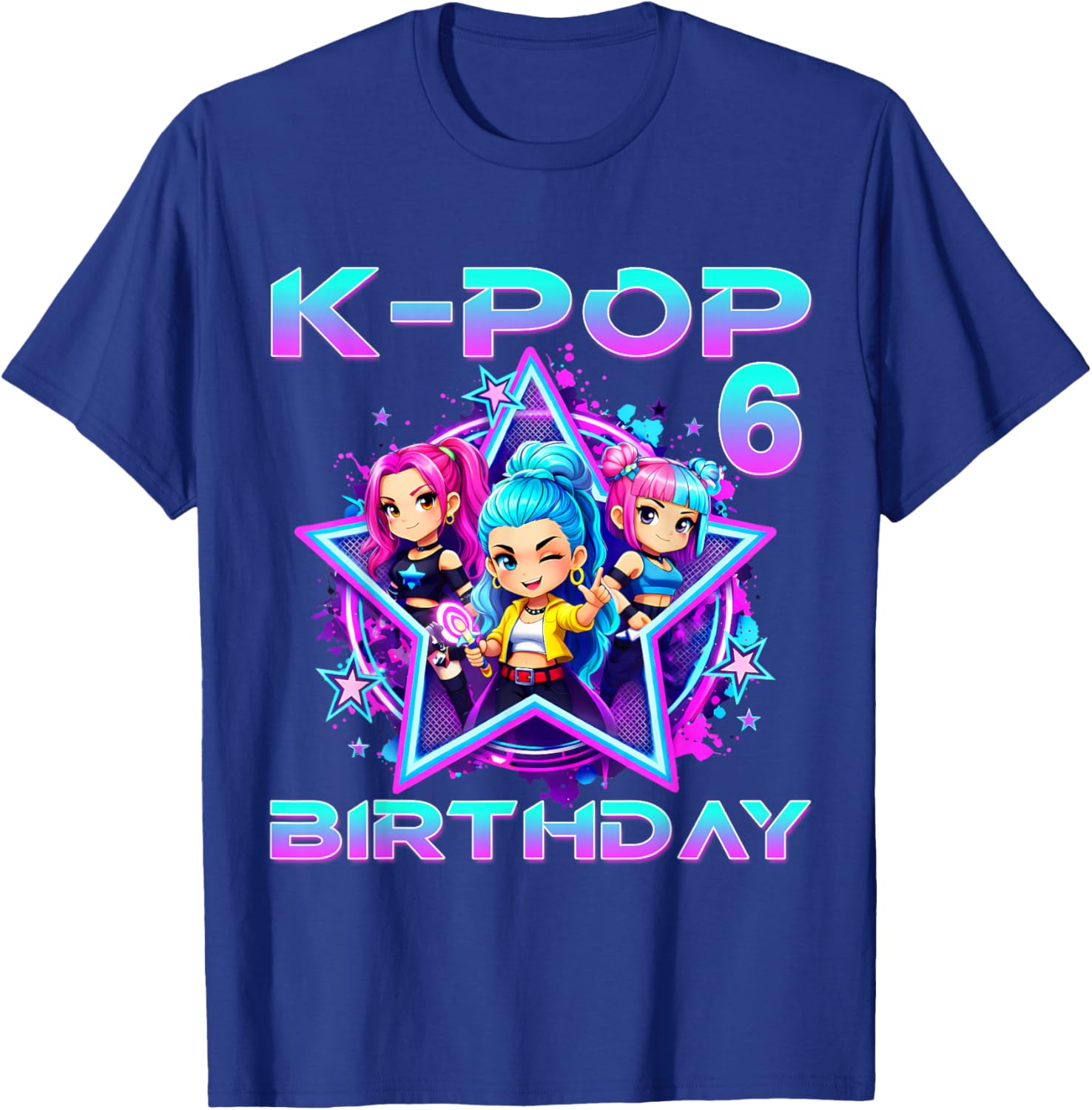 6th Birthday K-pop 6 Year Old Korean Music Birthday K Pop T-Shirt - T-Shirt | Royal