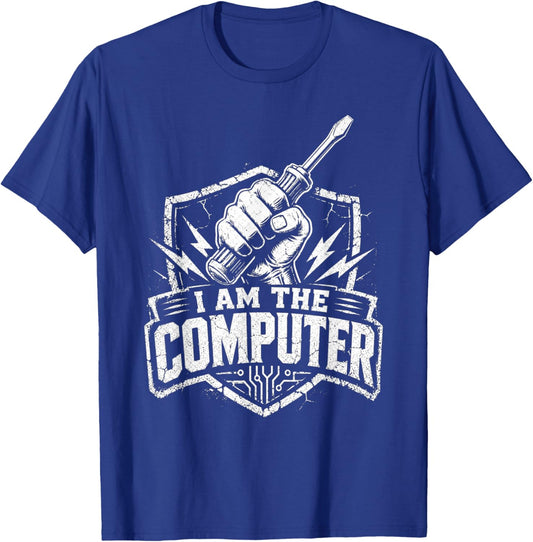 Funny Car Mechanic Computer Graphic Retro Slogan T-Shirt - T-Shirt | Royal