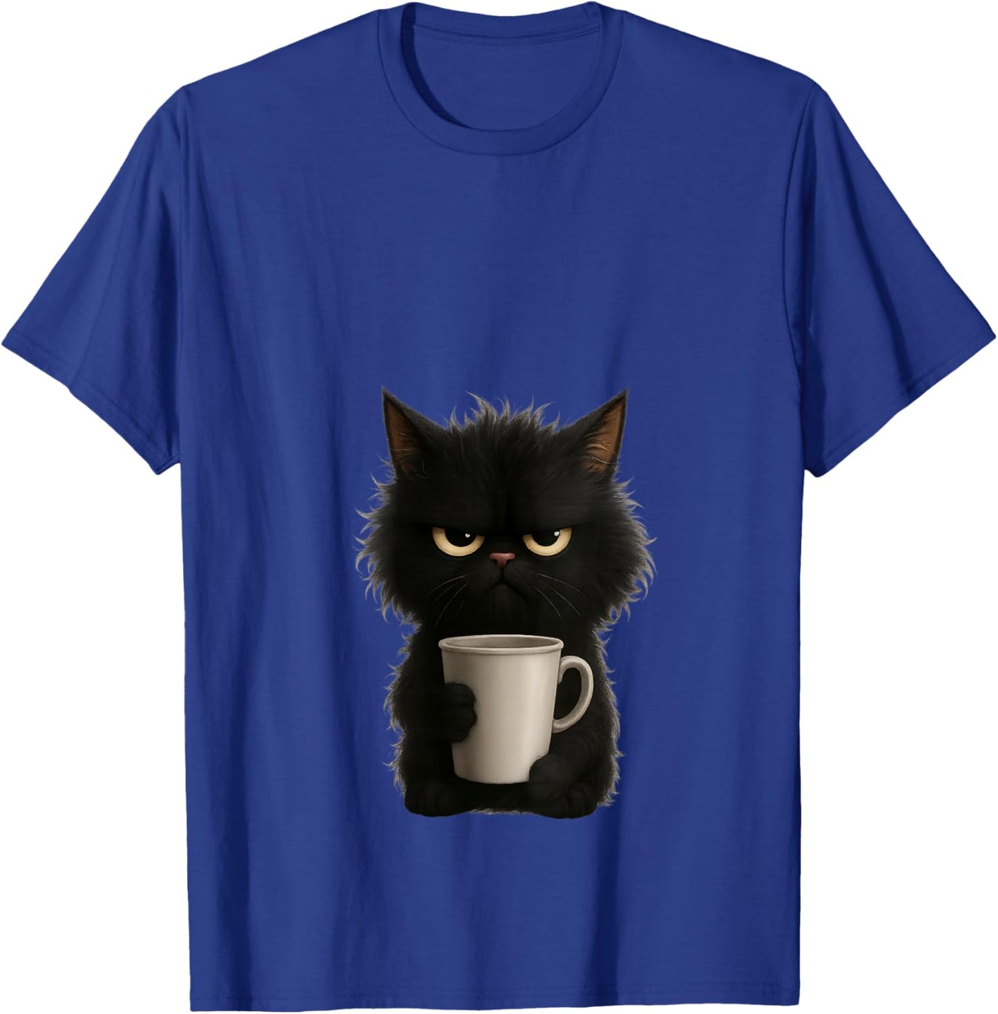 Grumpy Black Cat Coffee Mug Morning Mood Design V-Neck T-Shirt - T-Shirt | Royal