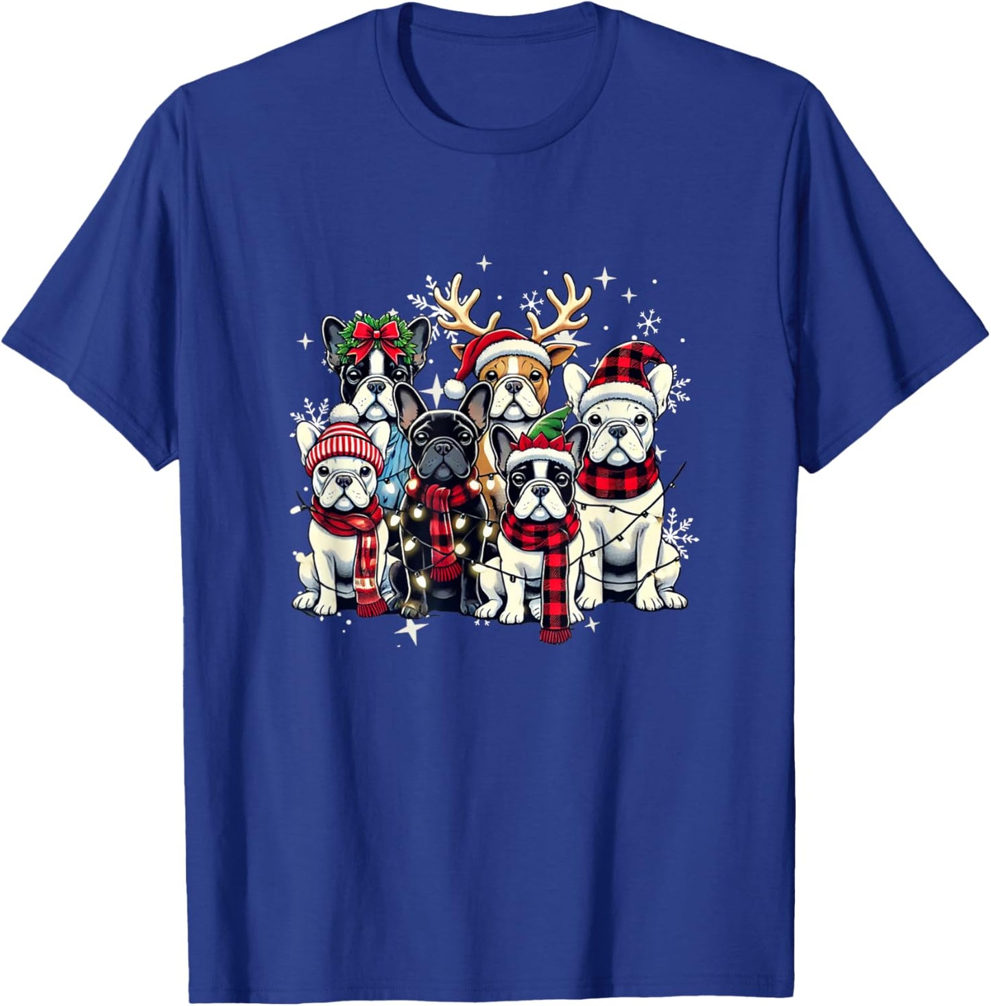 French Bulldog Christmas Buffalo Plaid Xmas Frenchie Lover Men Women Kids T-Shirt - T-Shirt | Royal