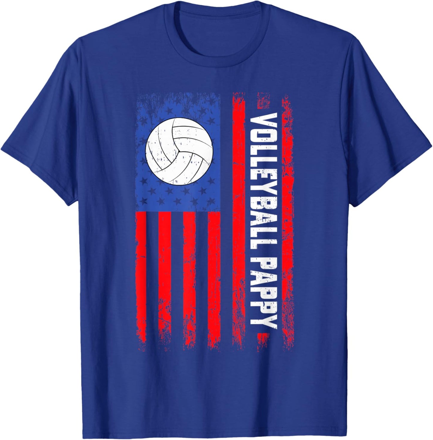 Volleyball Pappy American Flag Funny Volleyball Player T-Shirt - T-Shirt | Royal