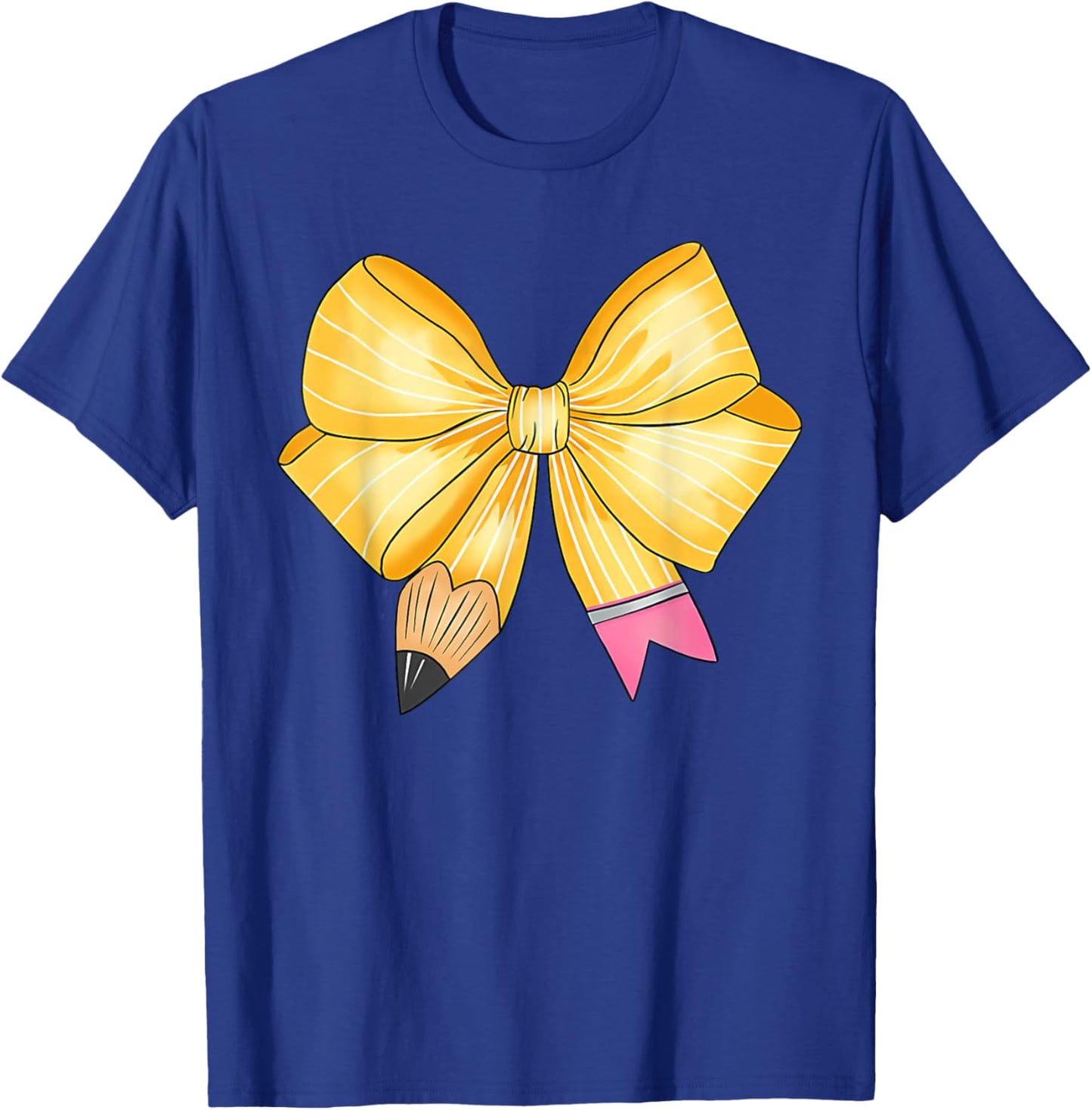 Coquette Bow Pencil Back To School First Day Teacher Student T-Shirt - T-Shirt | Royal