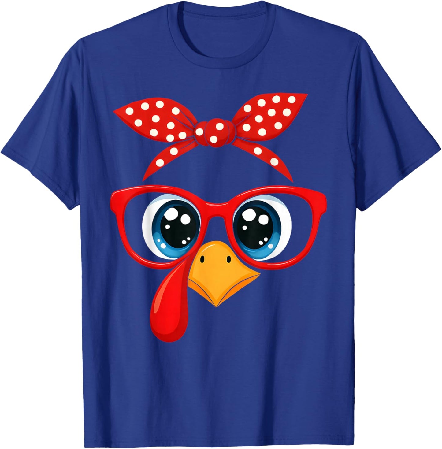 Turkey Face Red Bandana Headband Funny Thanksgiving Girly T-Shirt - T-Shirt | Royal