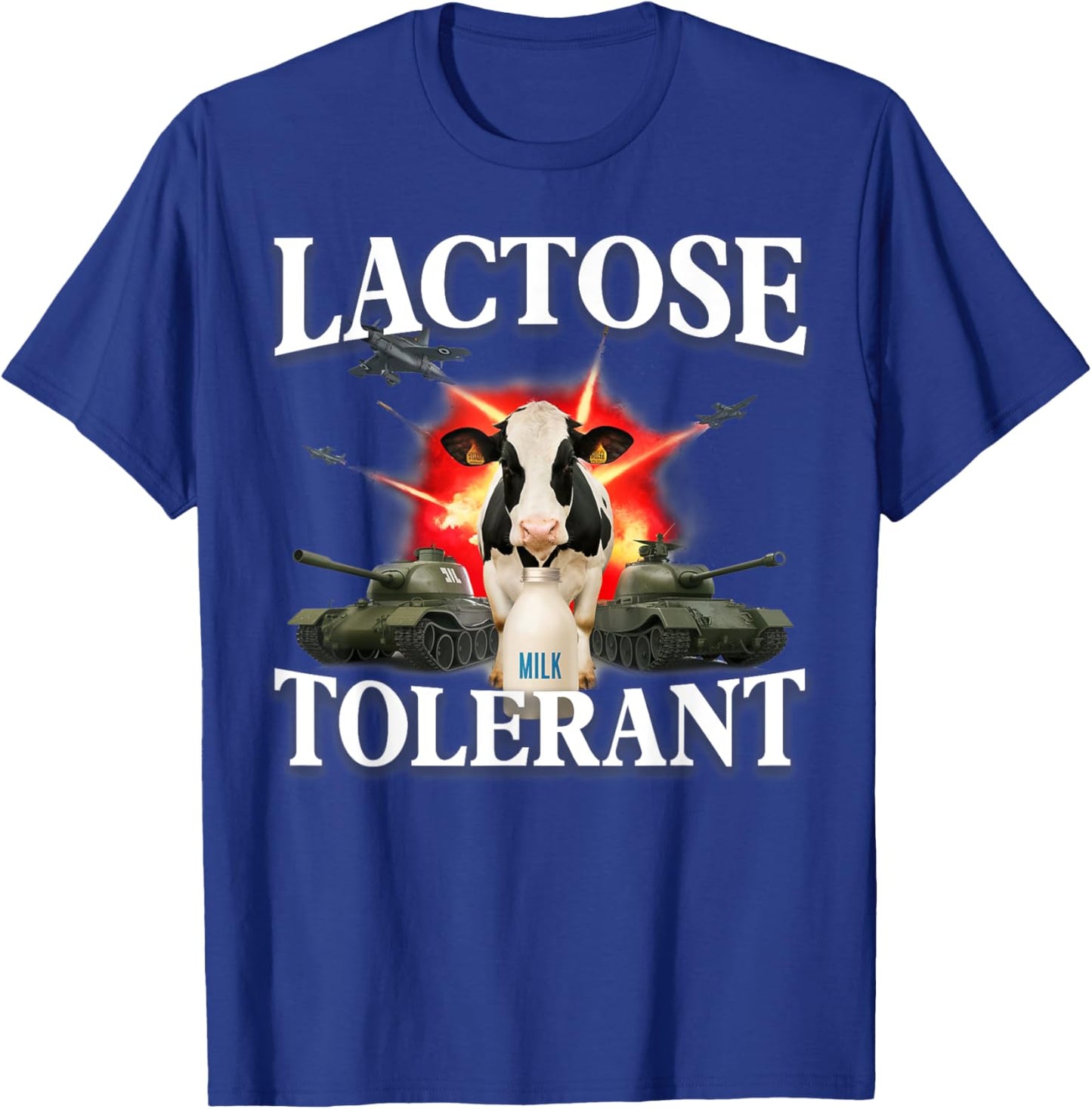 Lactose Tolerant Funny Trending Meme Retro Pro-dairy Cows T-Shirt - T-Shirt | Royal