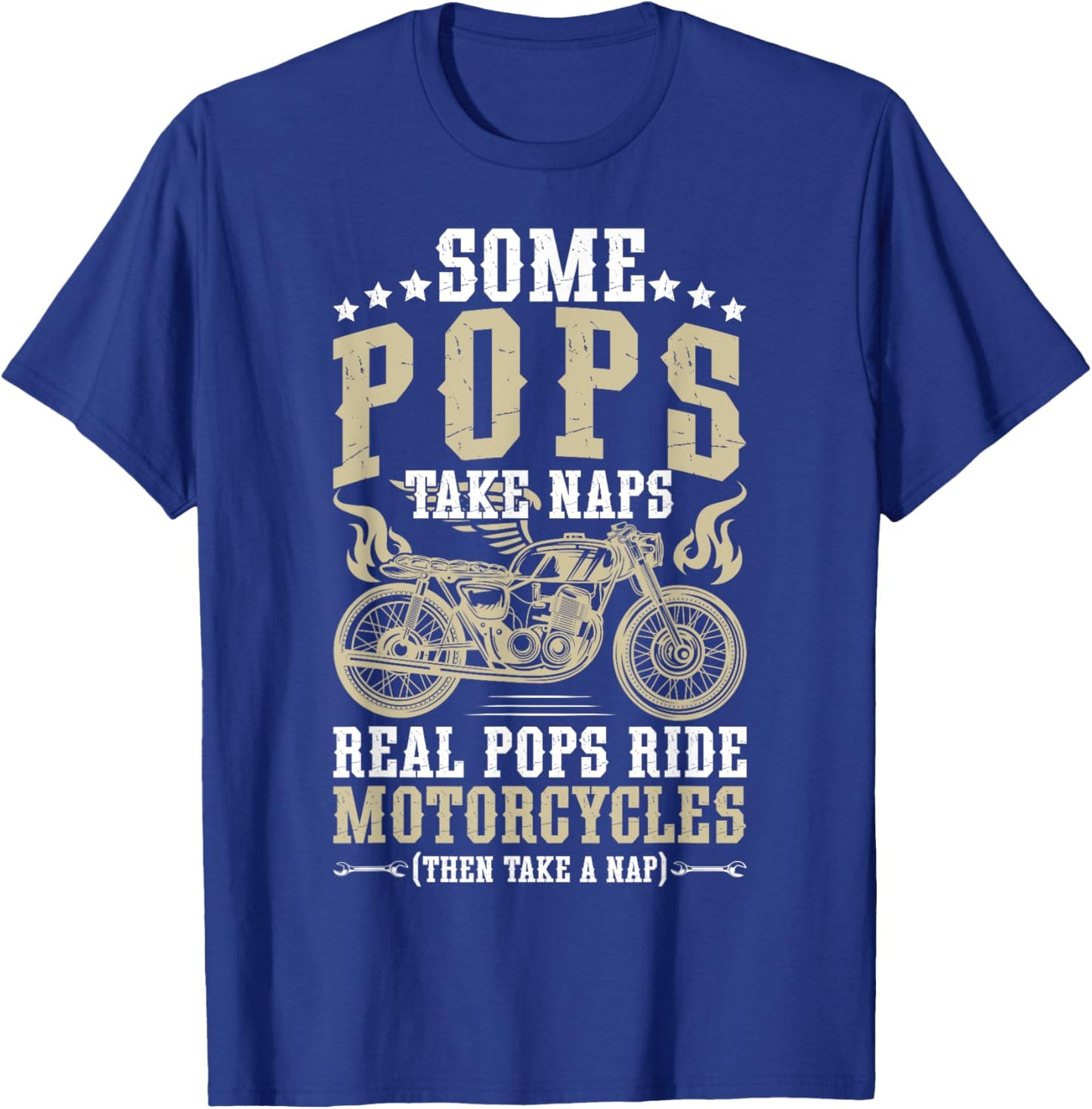 Real Pops Ride Motorcycle Rider Pop Biker Pop Grandpa T-Shirt - T-Shirt | Royal