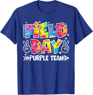 Funny Field Day Games Purple Team Tie Dye Teacher Kids T-Shirt - T-Shirt | Royal