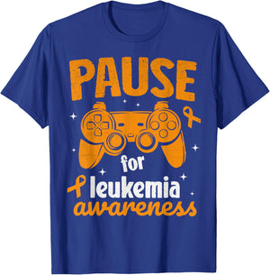 Pause For Childhood Leukemia Awareness Month Kids Gamer Boys T-Shirt - T-Shirt | Royal