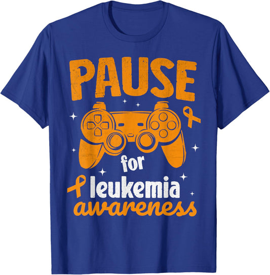 Pause For Childhood Leukemia Awareness Month Kids Gamer Boys T-Shirt - T-Shirt | Royal