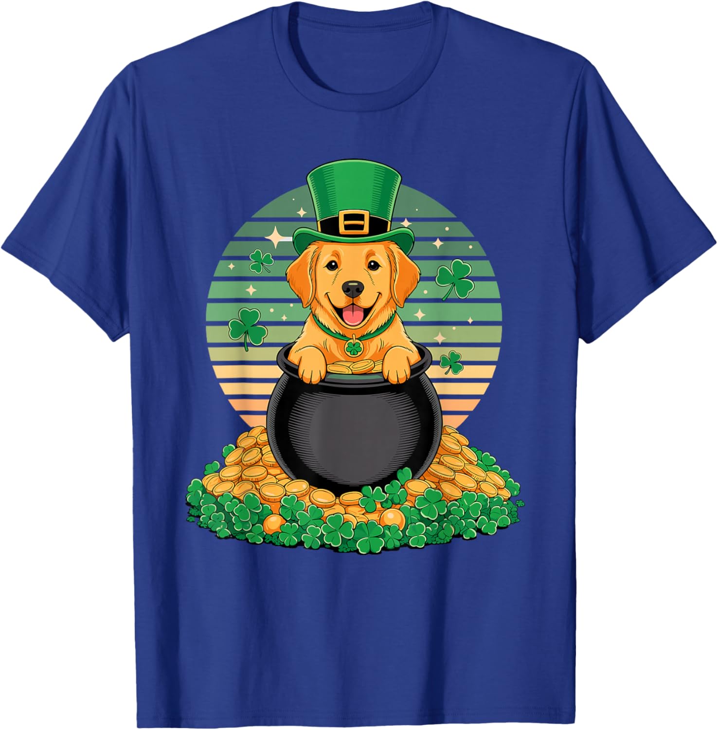 Golden Retriever St Patricks Day Leprechaun GR Goldie T-Shirt - T-Shirt | Royal