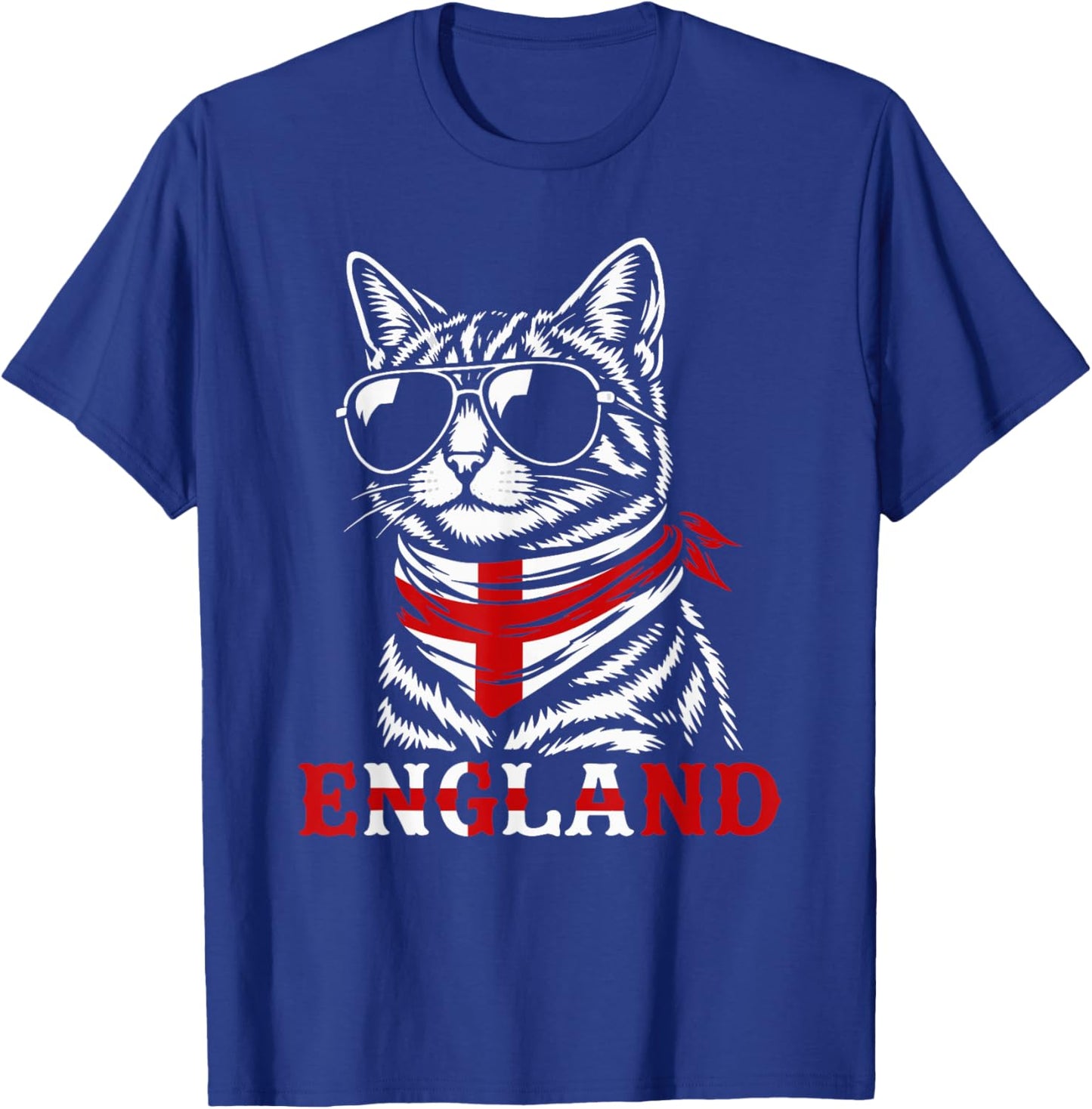 English Flag Funny Cat England T-Shirt - T-Shirt | Royal