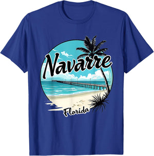 Scenic Navarre Florida Beach and Pier Art T-Shirt - T-Shirt | Royal