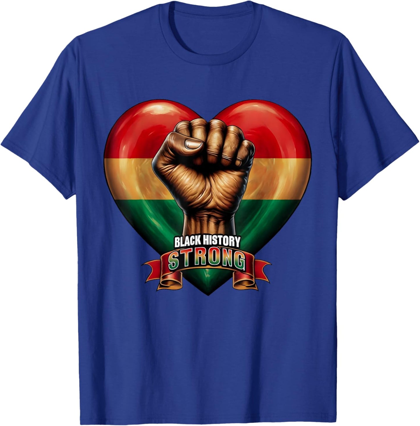 Black Leaders Black History Strong Power Fist Hand Inspiring T-Shirt - T-Shirt | Royal
