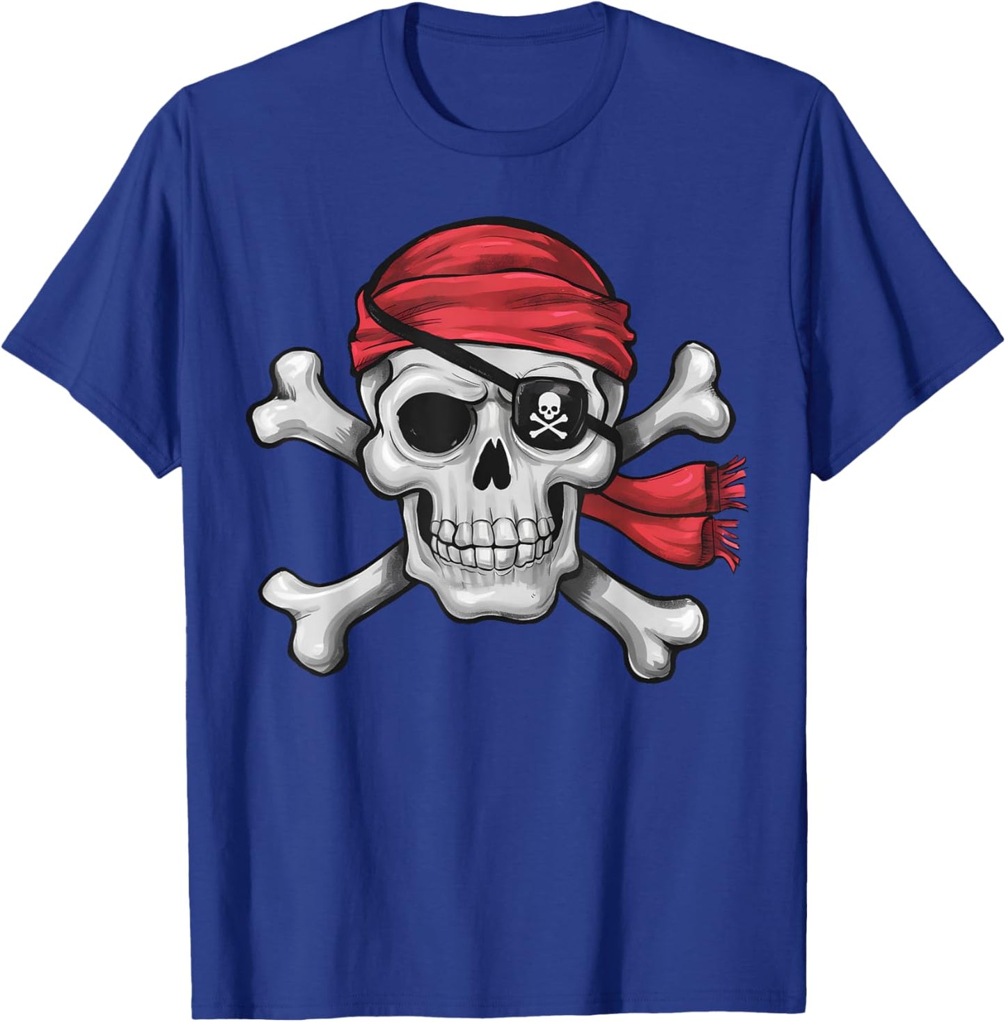 Pirate Skull Crossbones Halloween Costume Men Boy Kids T-Shirt - T-Shirt | Royal