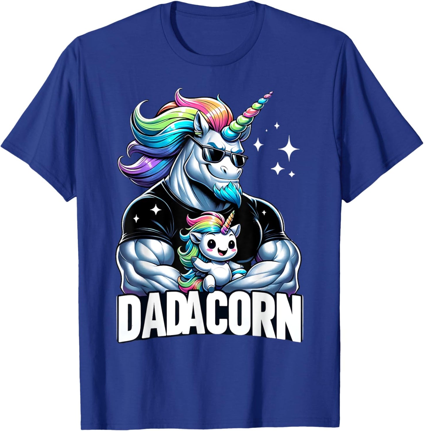 Father's Day Dadacorn Unicorn Dad and Son Daughter, Dadacorn T-Shirt - T-Shirt | Royal