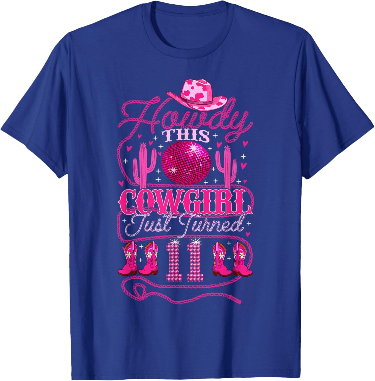 11yr Birthday Cowgirl Western 11 Year Old Girl 11th Birthday T-Shirt - T-Shirt | Royal