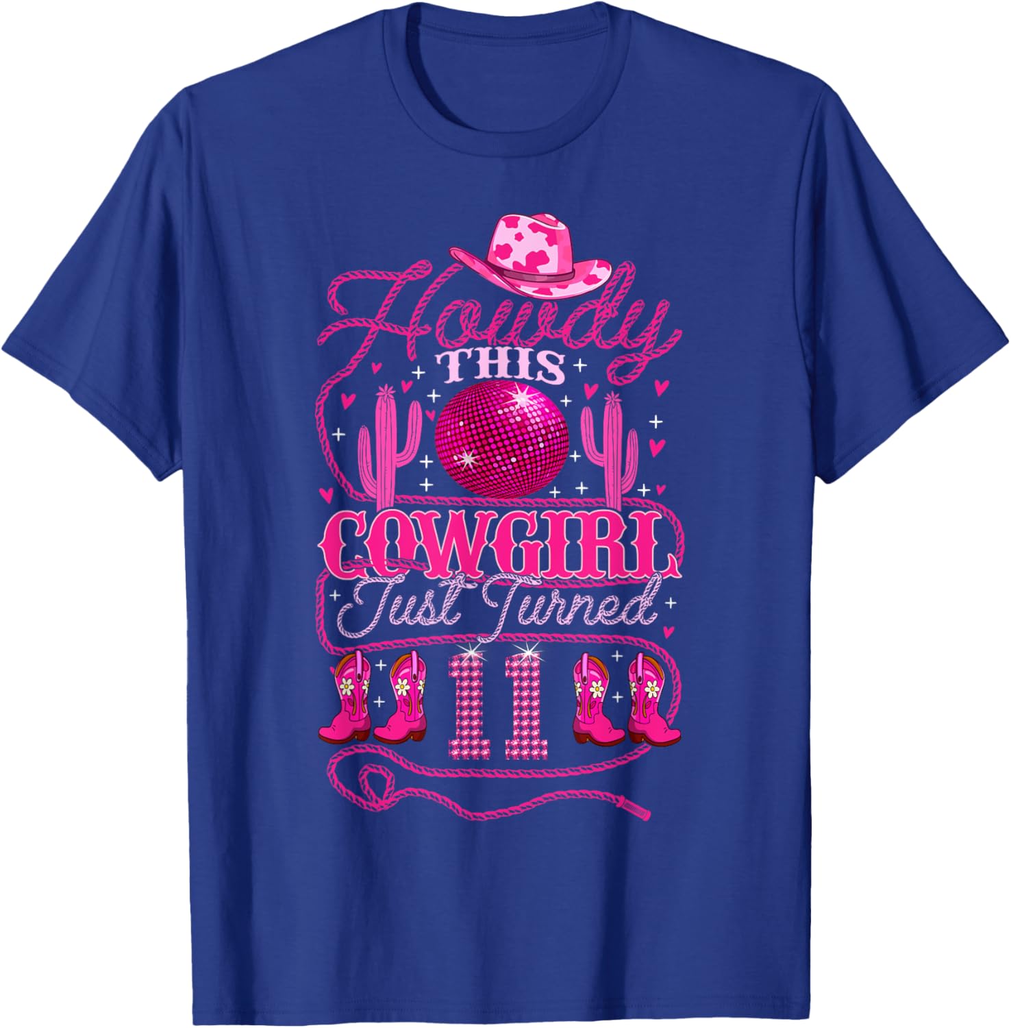 11yr Birthday Cowgirl Western 11 Year Old Girl 11th Birthday T-Shirt - T-Shirt | Royal