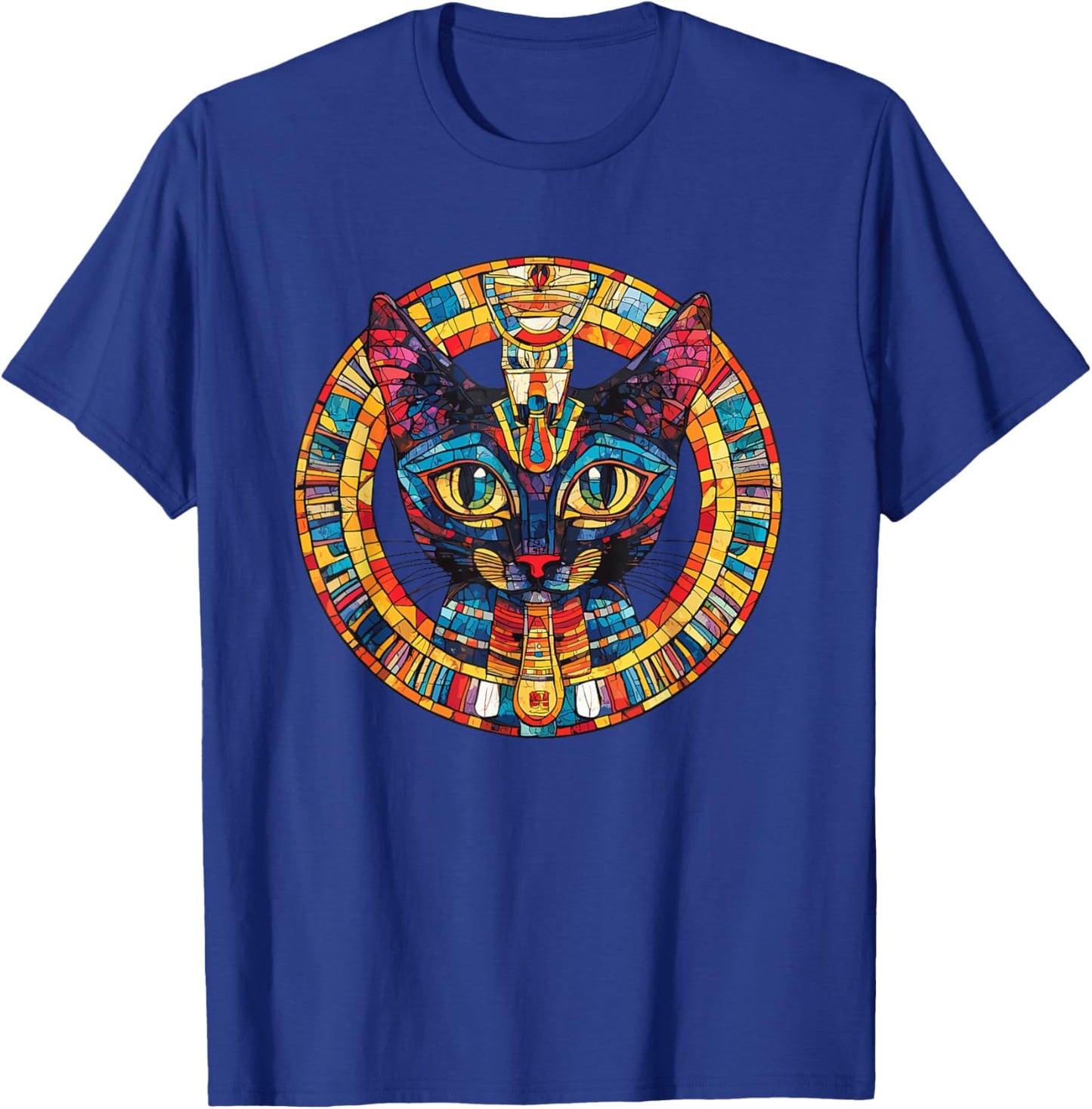 Ancient Bastet Cat Head Egyptian Mystic Circle T-Shirt - T-Shirt | Royal