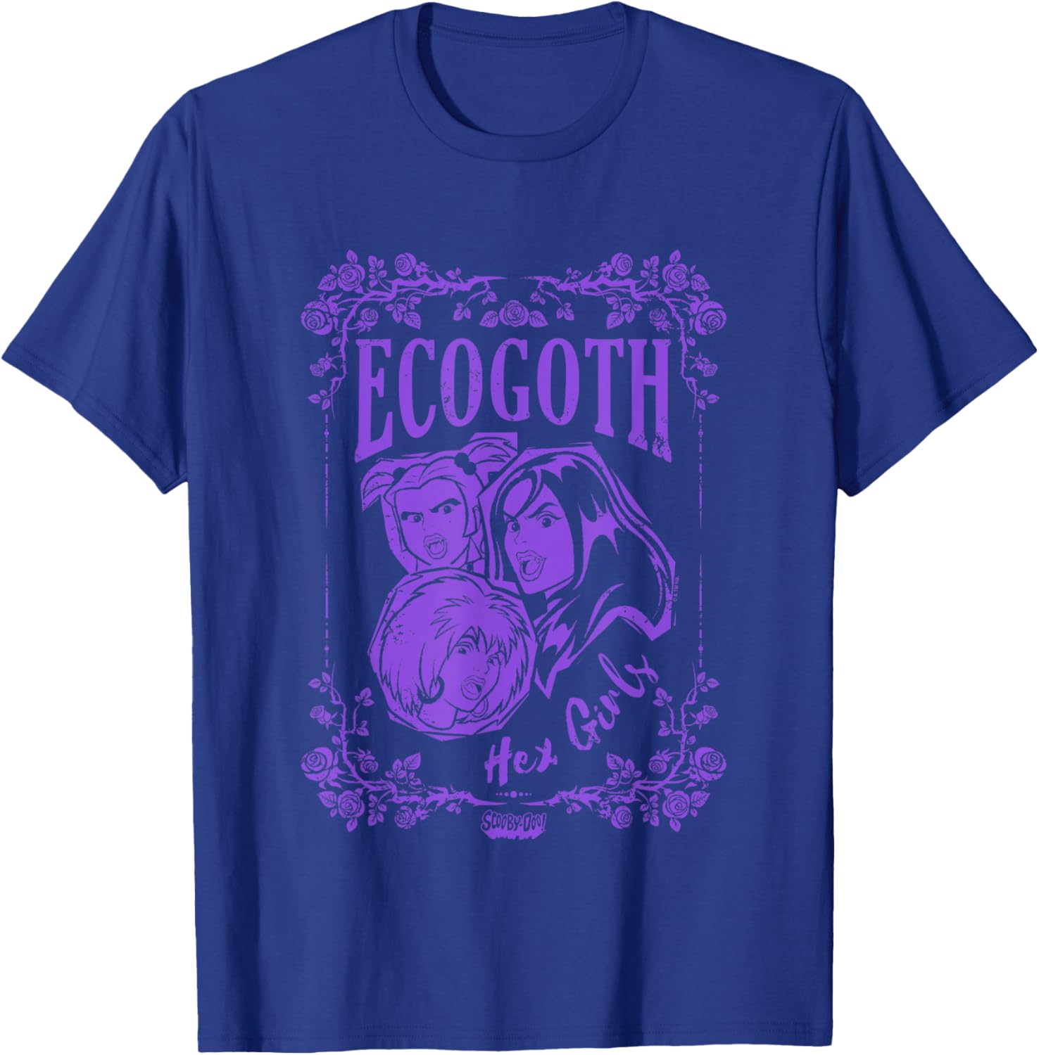 Scooby-Doo Hex Girls Ecogoth Distressed Floral Chest Logo T-Shirt - T-Shirt | Royal