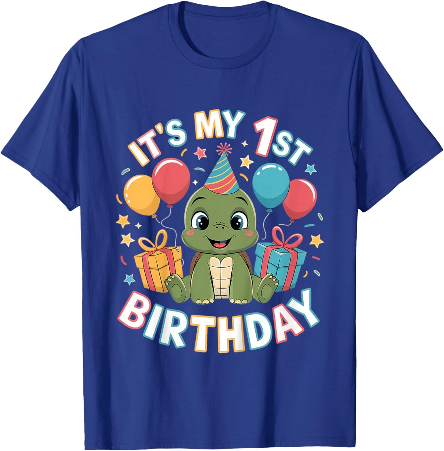 Kids 1st Birthday Turtle Party Design T-Shirt - T-Shirt | Royal