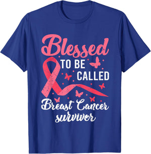 Blessed To Be Called Breast Cancer Survivor Pink Ribbon T-Shirt - T-Shirt | Royal