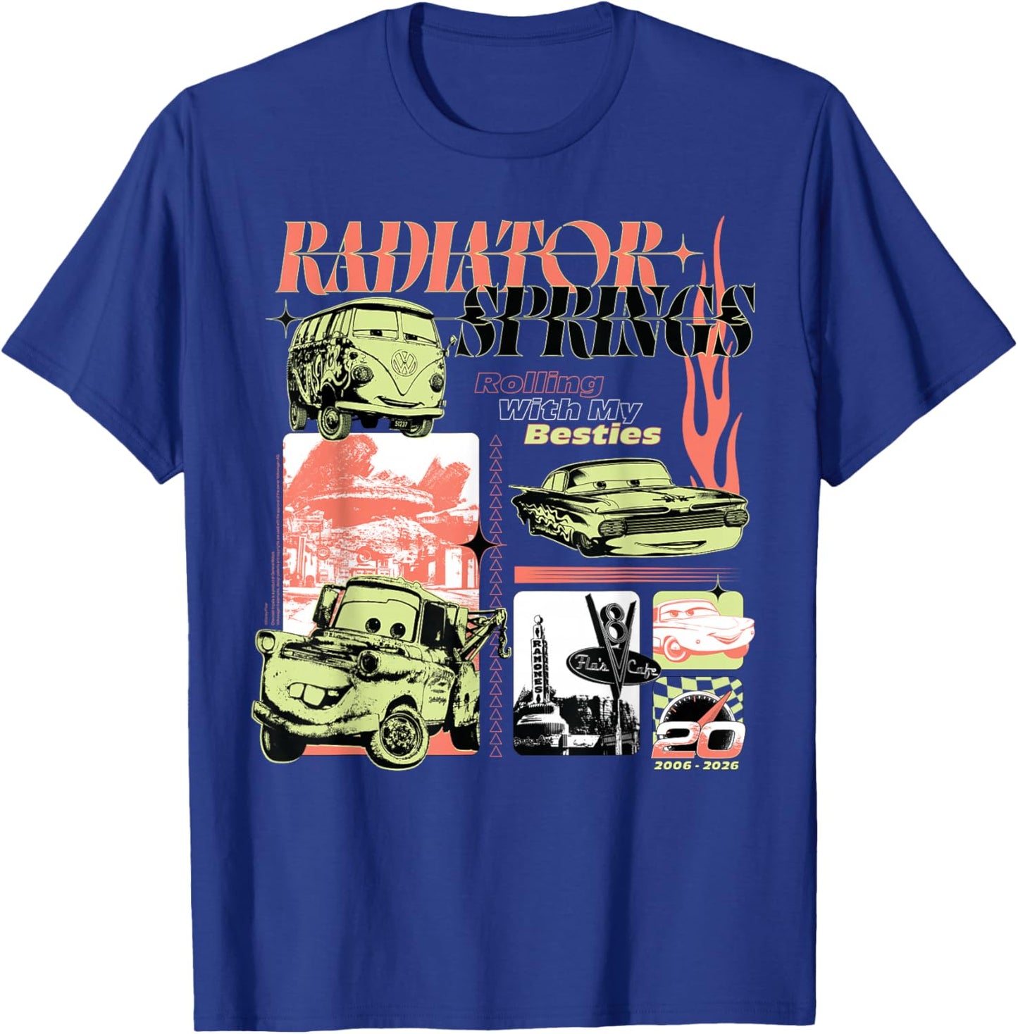 Disney & Pixar's Cars 20th Anniversary Rolling with Besties T-Shirt - T-Shirt | Royal