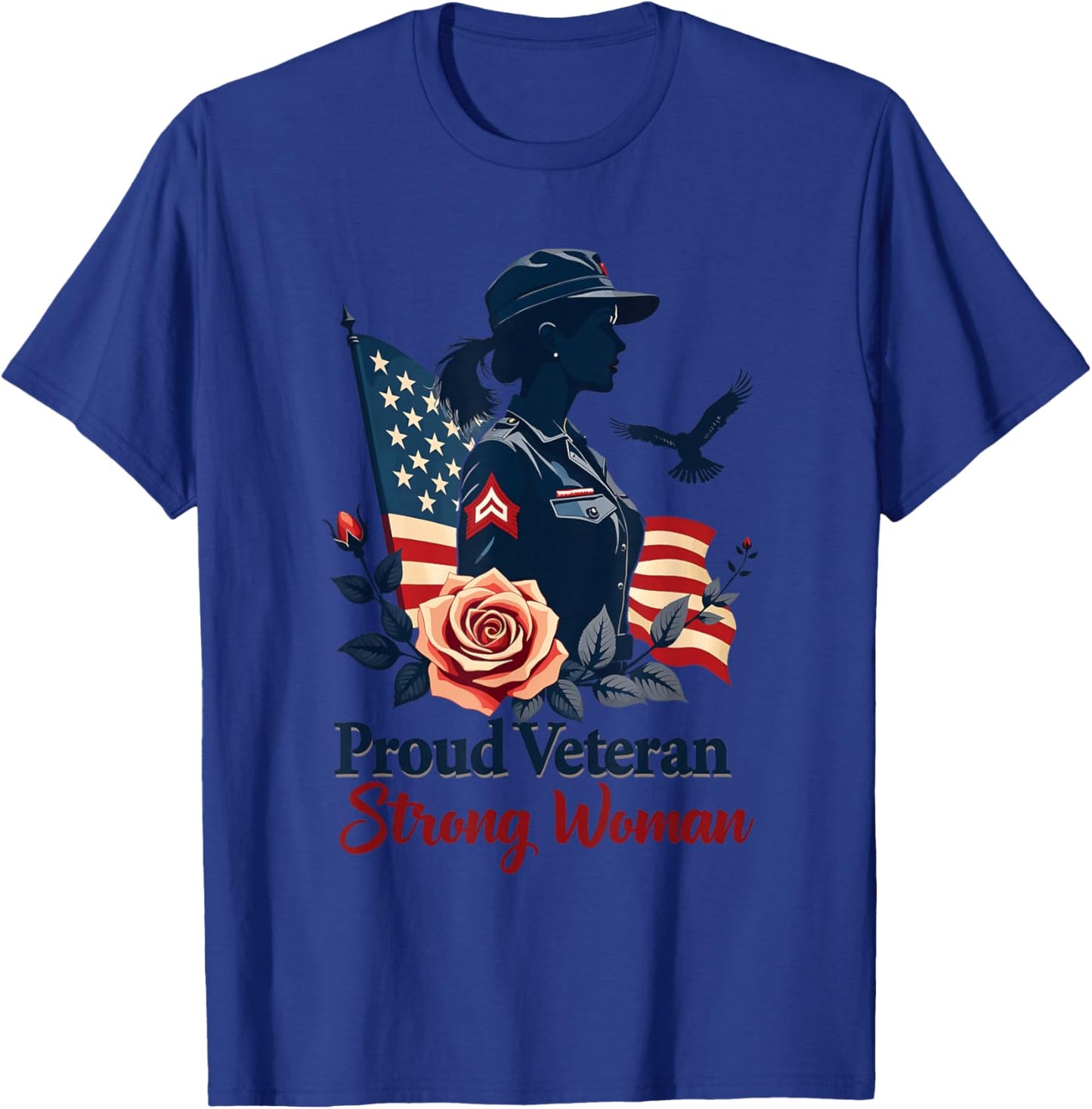 Proud Veteran Strong Woman Female Veteran T-Shirt - T-Shirt | Royal