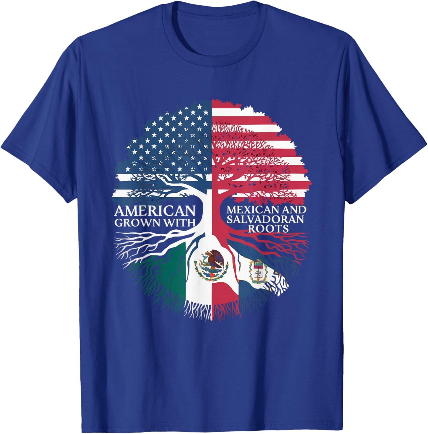 Half Mexican Half Salvadorian El Salvador Flag Mexico T-Shirt - T-Shirt | Royal