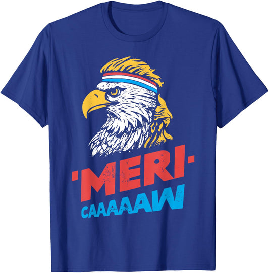 4th of July Eagle Meri Caw Freedom Patriotic Men Women Kids T-Shirt - T-Shirt | Royal