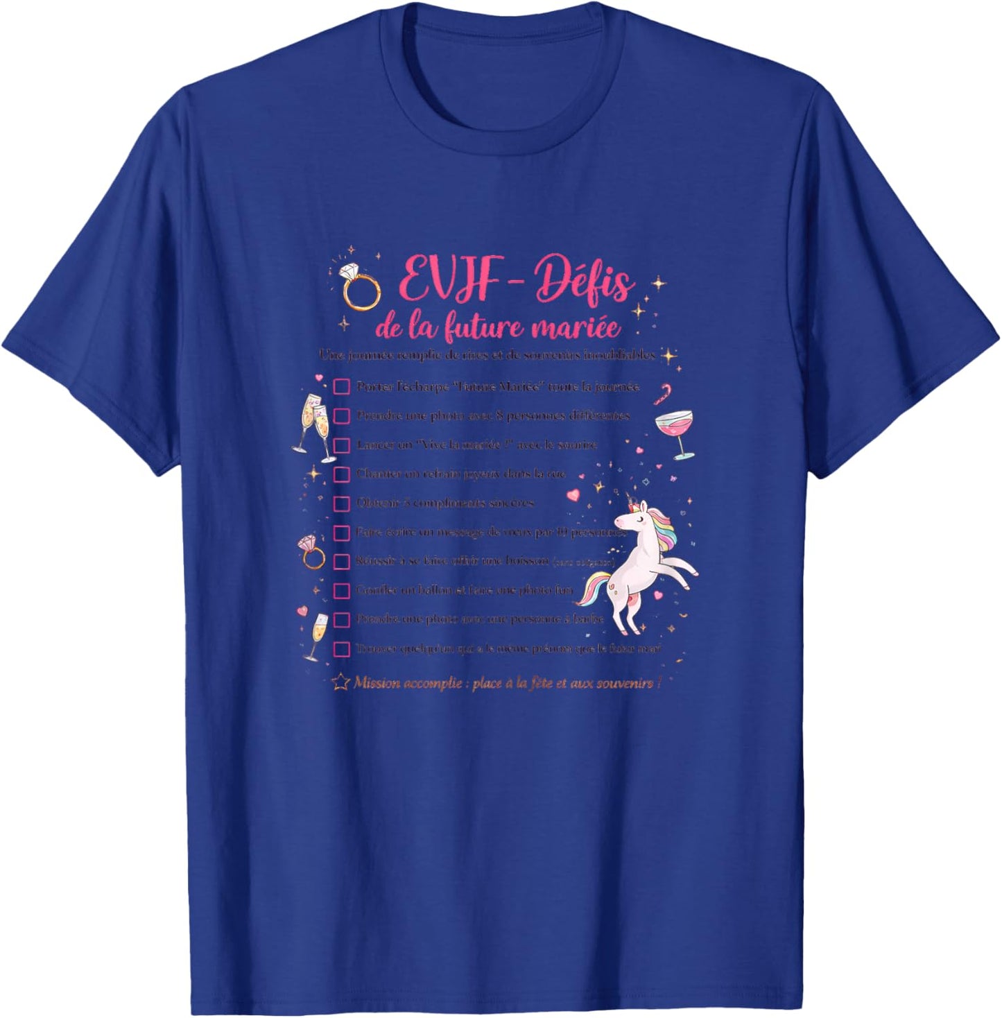 EVJF - Challenges of the Bride to Be T-Shirt - T-Shirt | Royal