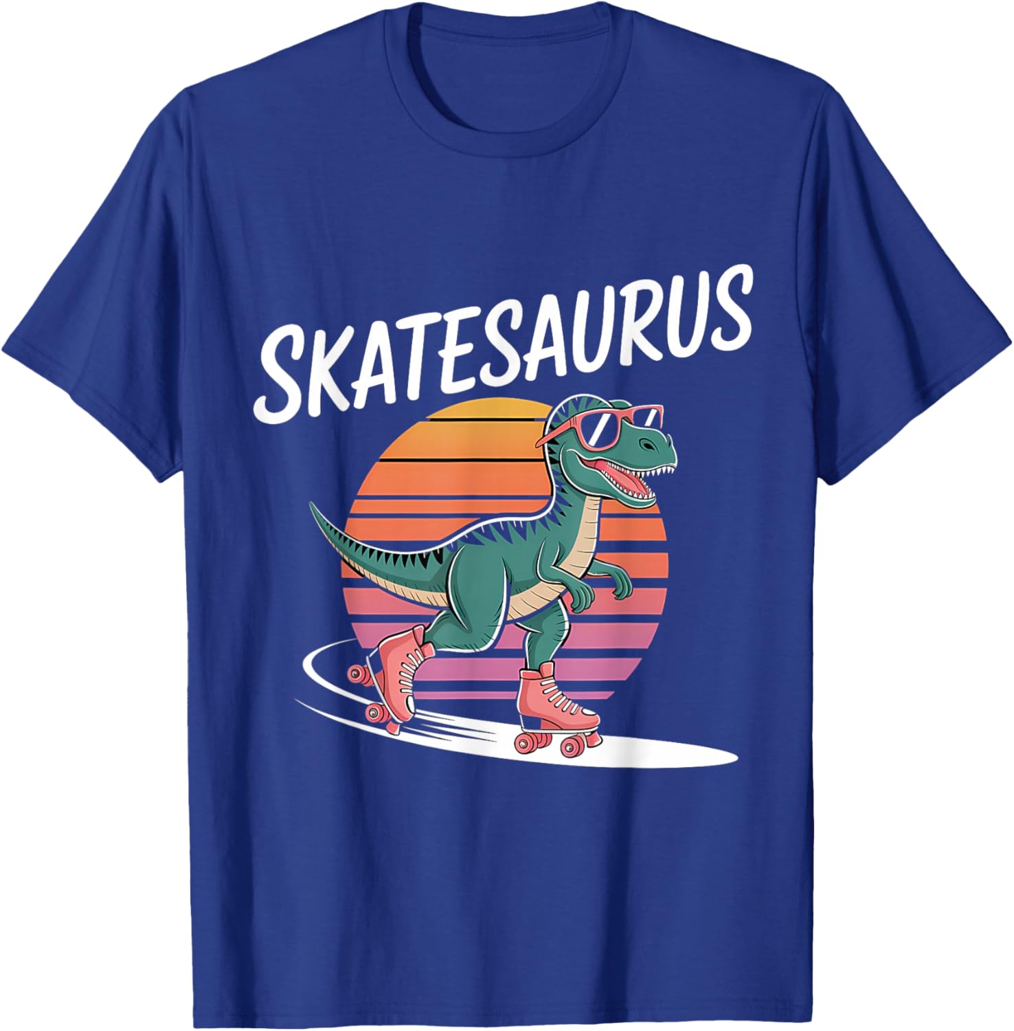 Skate Dinosaur Roller Skating T-Rex Dino Funny Roller Skater T-Shirt - T-Shirt | Royal