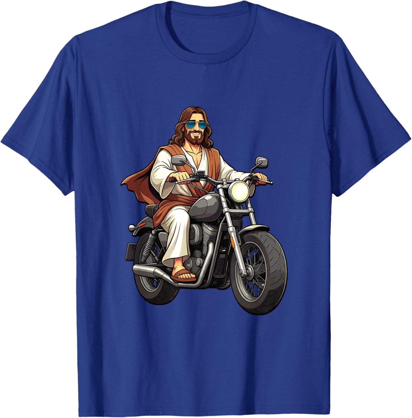Jesus On A Motorcycle T-Shirt - T-Shirt | Royal