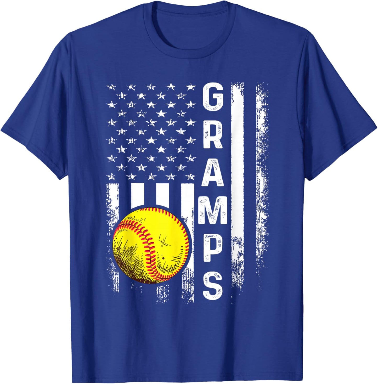 Softball Gramps America Flag Men Women Vintage Christmas T-Shirt - T-Shirt | Royal