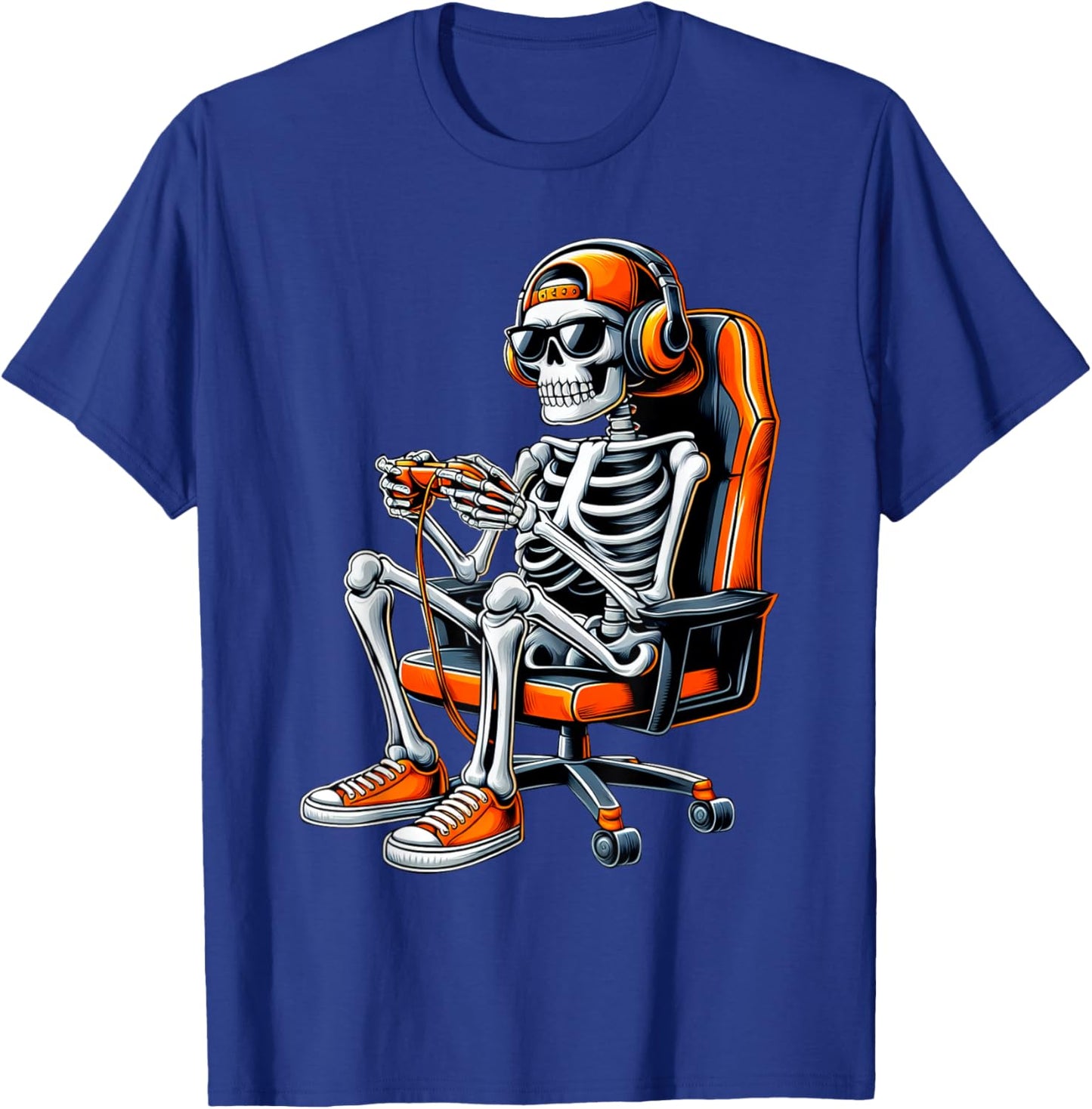 Halloween Skeleton Gamer Video Gaming Boys Men Kids Gamer T-Shirt - T-Shirt | Royal