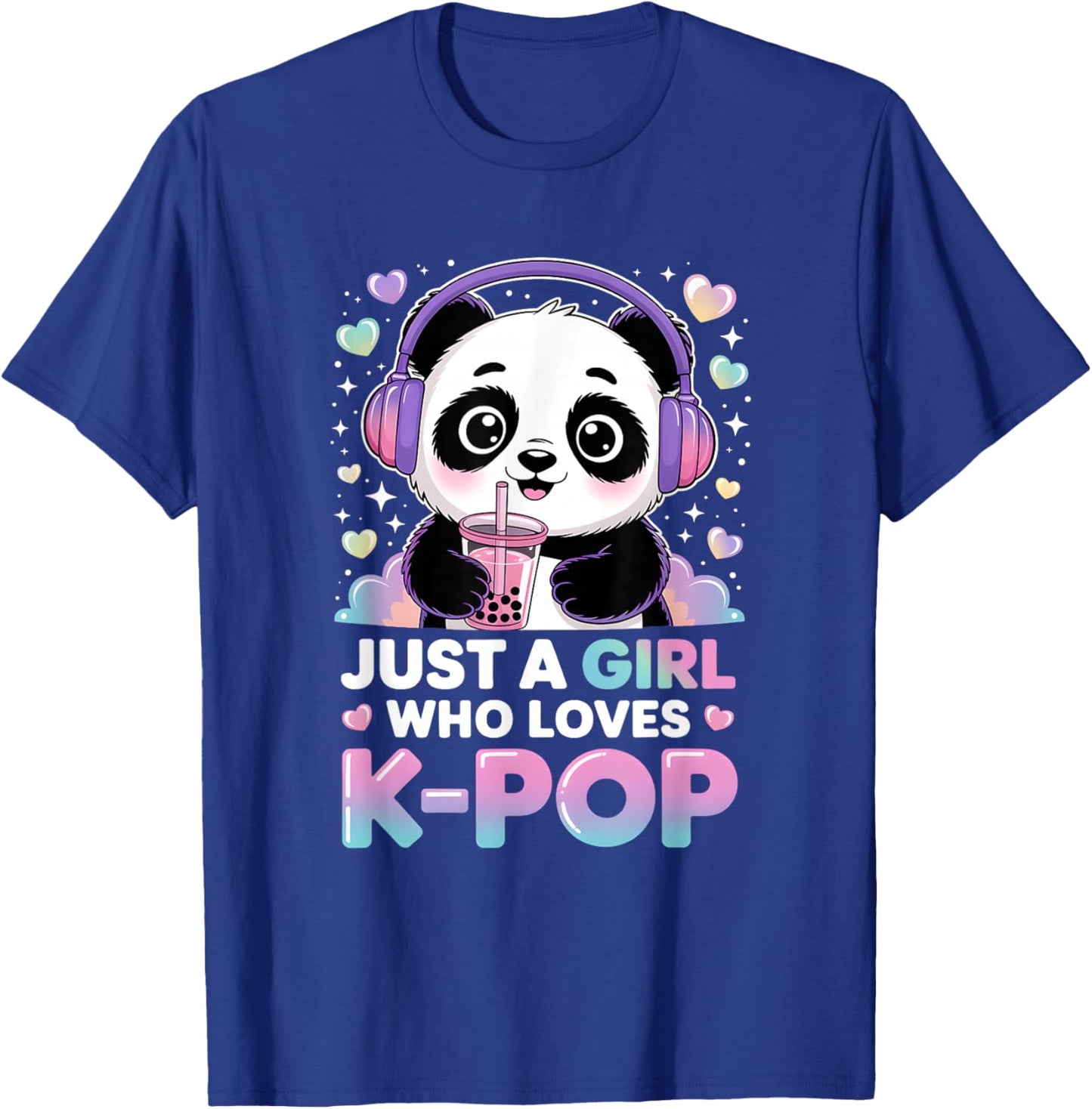 Just Girl Who Loves K-Pop Kawaii Panda Boba Music T-Shirt - T-Shirt | Royal