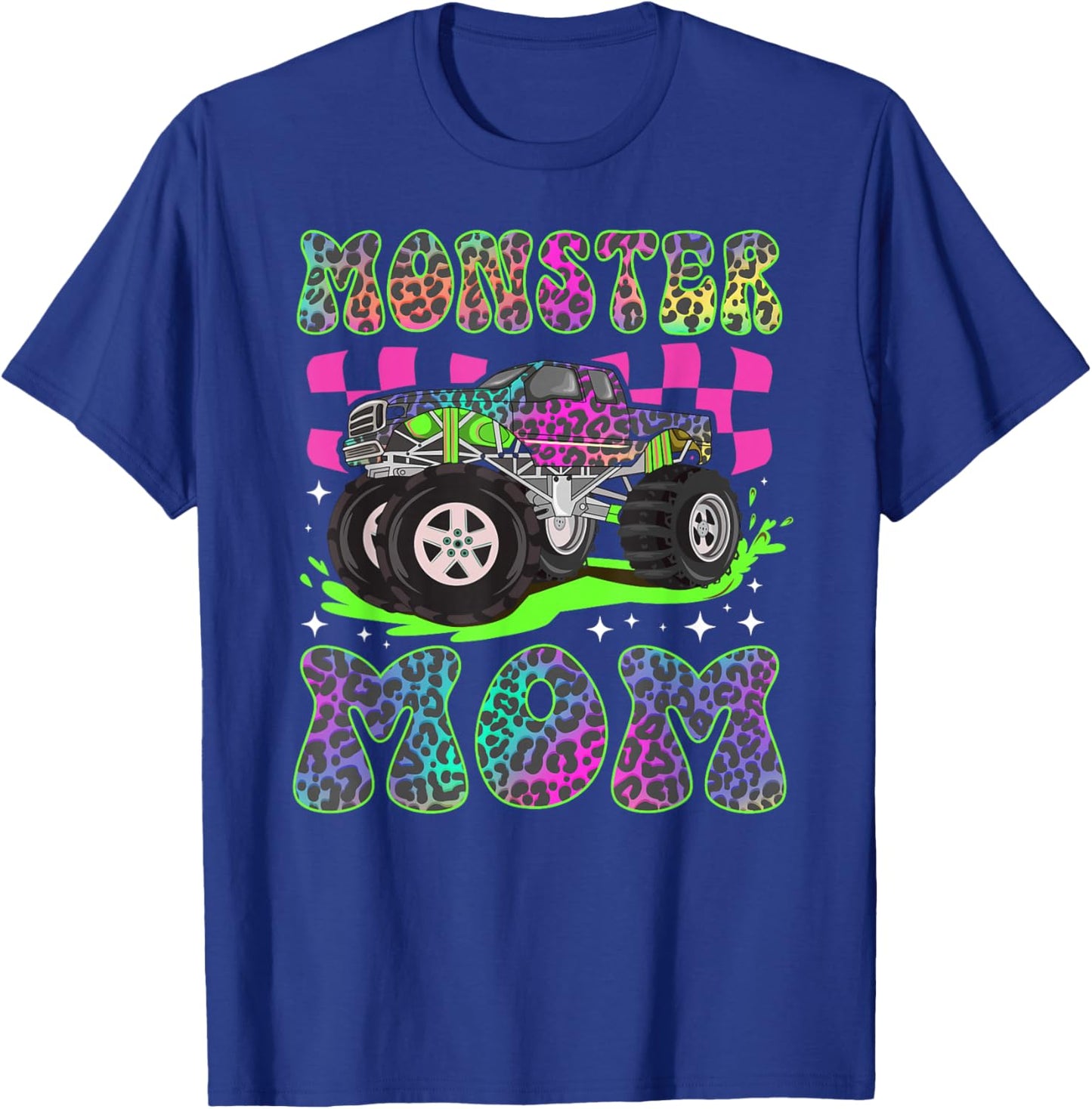Monster Mom Groovy Monster Truck Mom Monster Truck Mother T-Shirt - T-Shirt | Royal