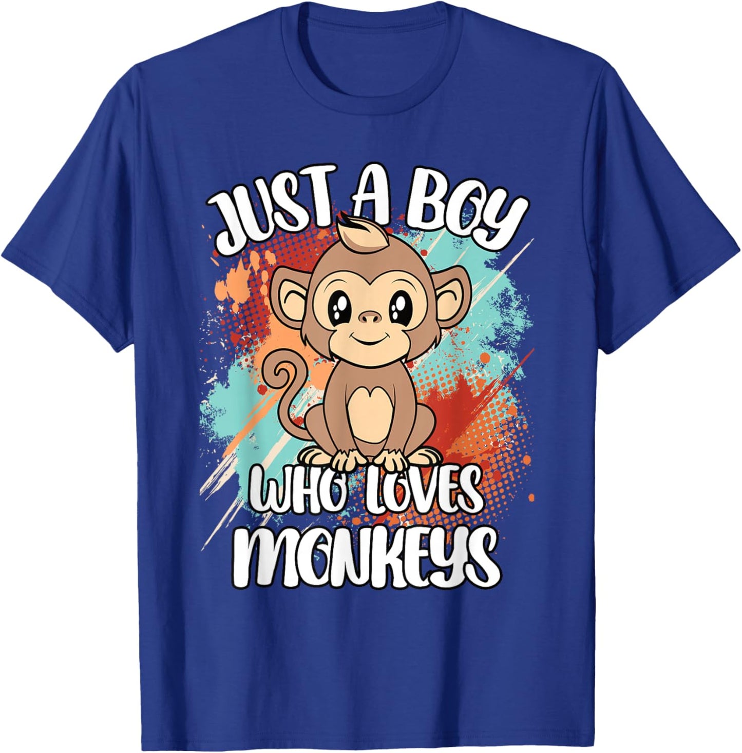 Just A Boy Who Loves Monkeys Funny Retro Animal Boys Kids T-Shirt - T-Shirt | Royal
