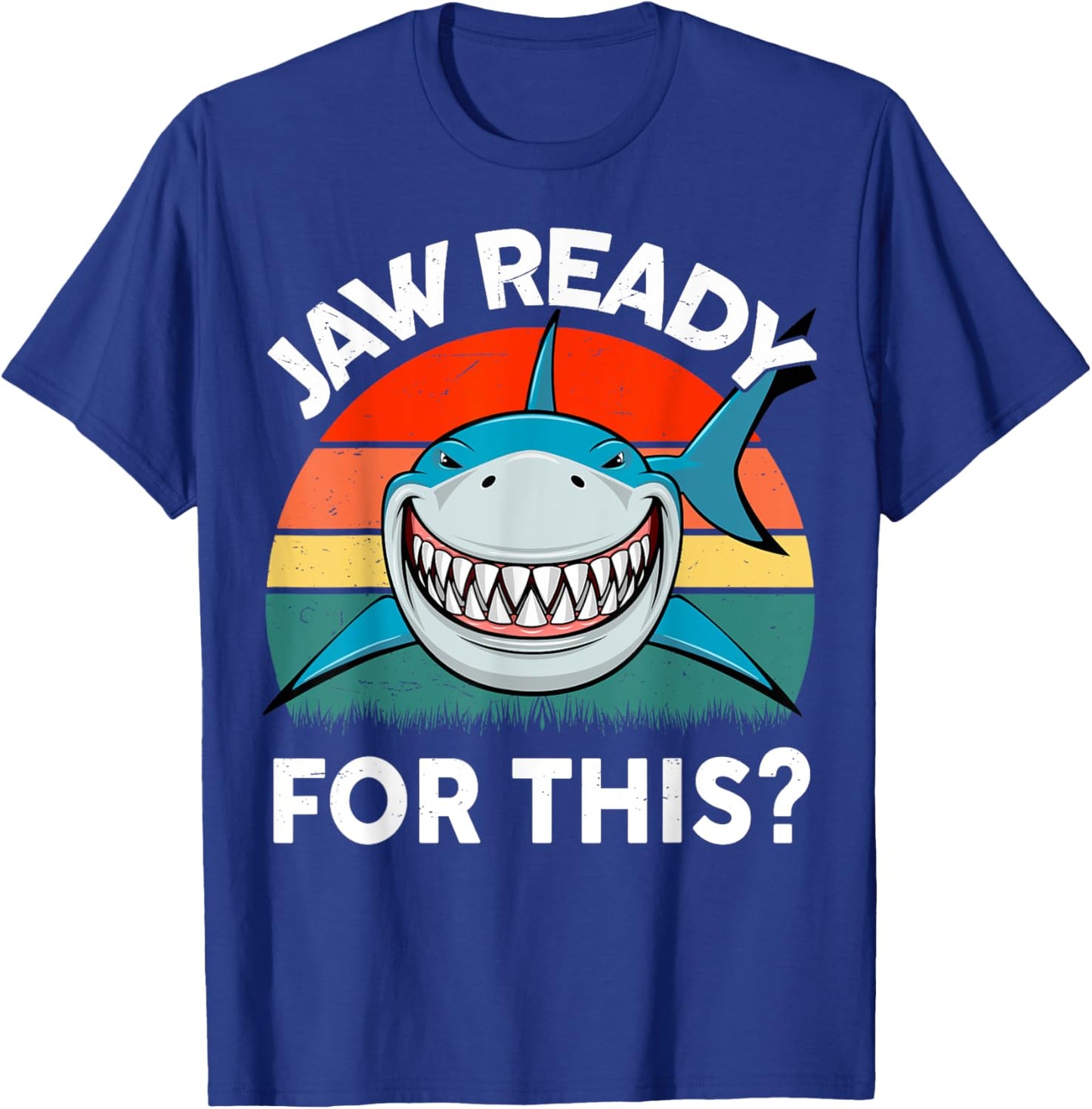 Funny Jaw Ready For This? Kids Toddler Boy Great White Shark T-Shirt - T-Shirt | Royal