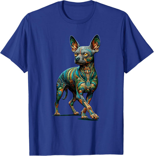 Laroli Aesthetic Art Mandala Art Mexican Hairless Dog Xoloitzcuintli T-Shirt - T-Shirt | Royal