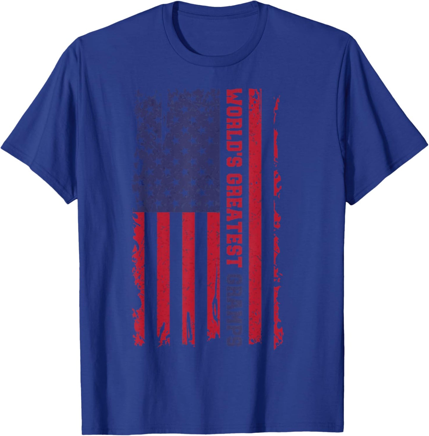 World's Greatest Gramps Vintage Father's Day Grandpa US Flag T-Shirt - T-Shirt | Royal