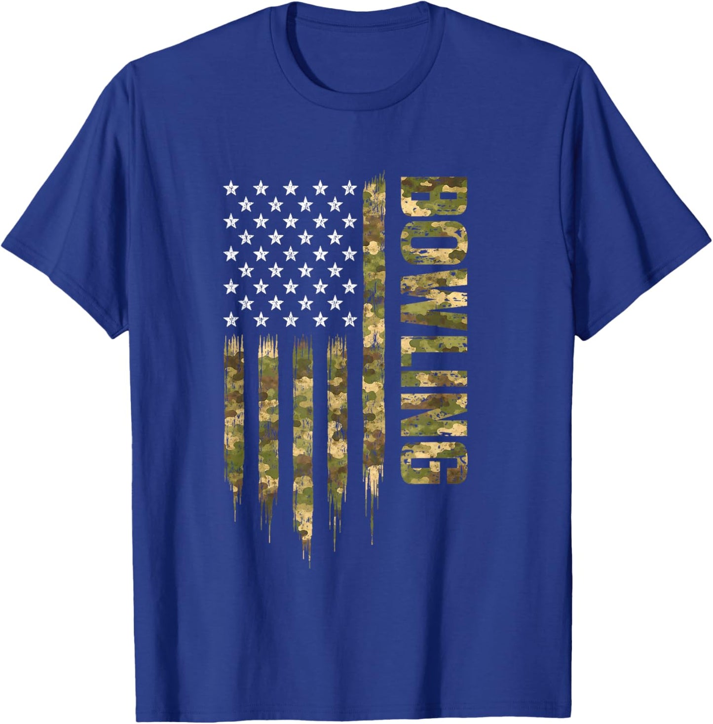 Bowling Camouflage Patriotic USA American Flag T-Shirt - T-Shirt | Royal